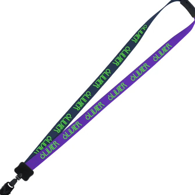 Two-Tone Smooth Nylon Lanyard - 7/8 inches - 34 inches - Large Metal Bulldog Clip