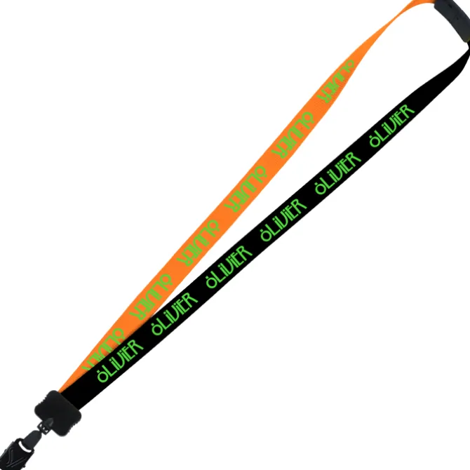 Two-Tone Smooth Nylon Lanyard - 7/8 inches - 34 inches - Large Metal Bulldog Clip