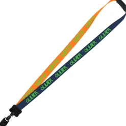 Two-Tone Smooth Nylon Lanyard - 7/8 inches - 34 inches - Large Metal Bulldog Clip