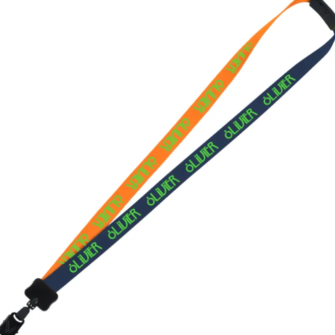 Two-Tone Smooth Nylon Lanyard - 7/8 inches - 34 inches - Large Metal Bulldog Clip