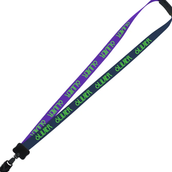 Two-Tone Smooth Nylon Lanyard - 7/8 inches - 34 inches - Large Metal Bulldog Clip