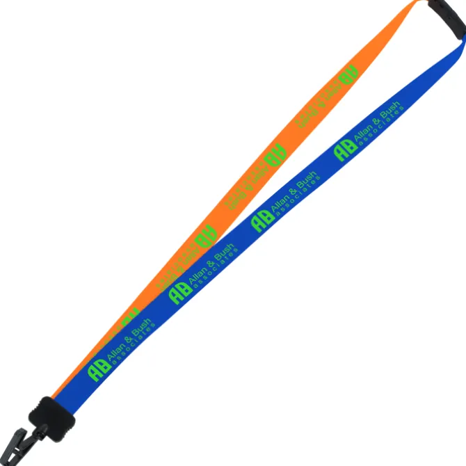 Two-Tone Smooth Nylon Lanyard - 7/8 inches - 36 inches - Plastic Bulldog Clip