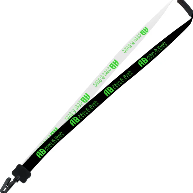 Two-Tone Smooth Nylon Lanyard - 7/8 inches - 36 inches - Plastic Bulldog Clip