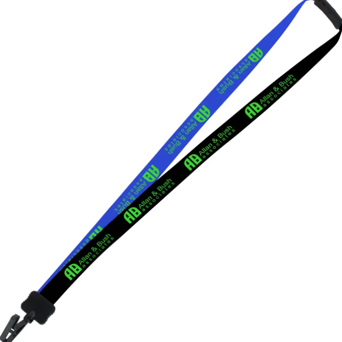 Two-Tone Smooth Nylon Lanyard - 7/8 inches - 36 inches - Plastic Bulldog Clip