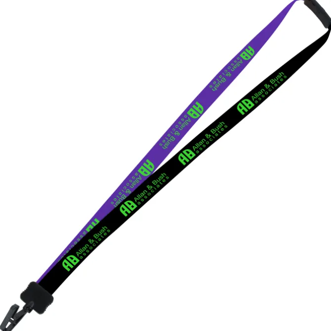 Two-Tone Smooth Nylon Lanyard - 7/8 inches - 36 inches - Plastic Bulldog Clip