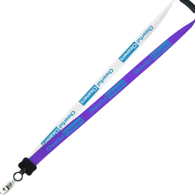 Two-Tone Smooth Nylon Lanyard - 7/8 inches - 36 inches - Snap with Metal Bulldog Clip