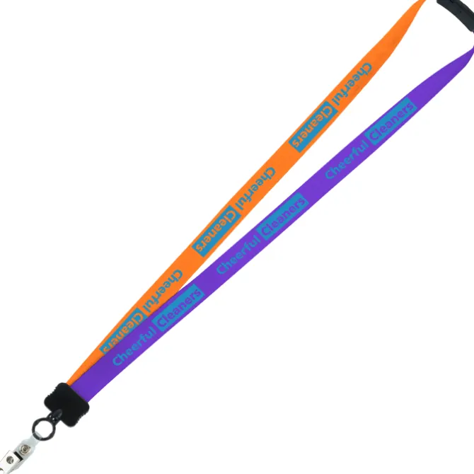 Two-Tone Smooth Nylon Lanyard - 7/8 inches - 36 inches - Snap with Metal Bulldog Clip