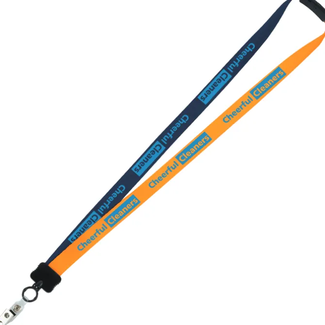 Two-Tone Smooth Nylon Lanyard - 7/8 inches - 36 inches - Snap with Metal Bulldog Clip