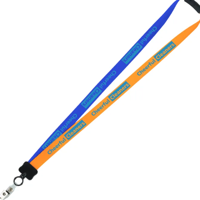 Two-Tone Smooth Nylon Lanyard - 7/8 inches - 36 inches - Snap with Metal Bulldog Clip