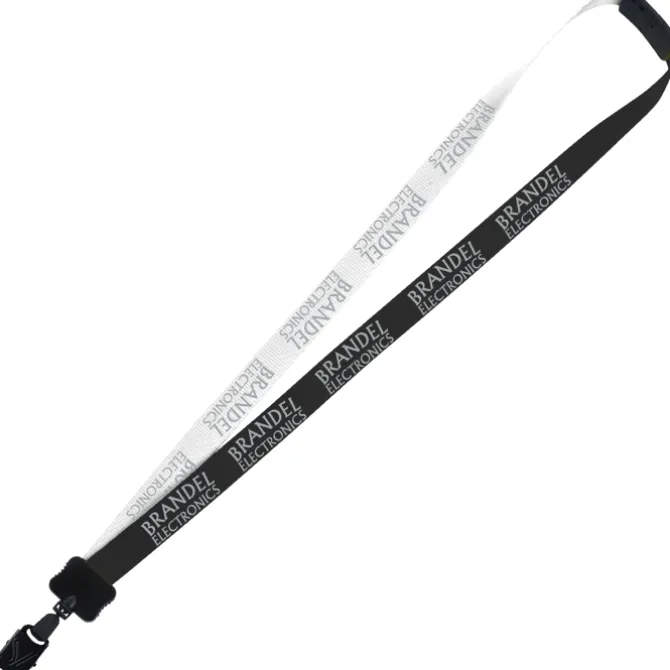 Two-Tone Smooth Nylon Lanyard - 7/8 inches - 36 inches - Large Metal Bulldog Clip