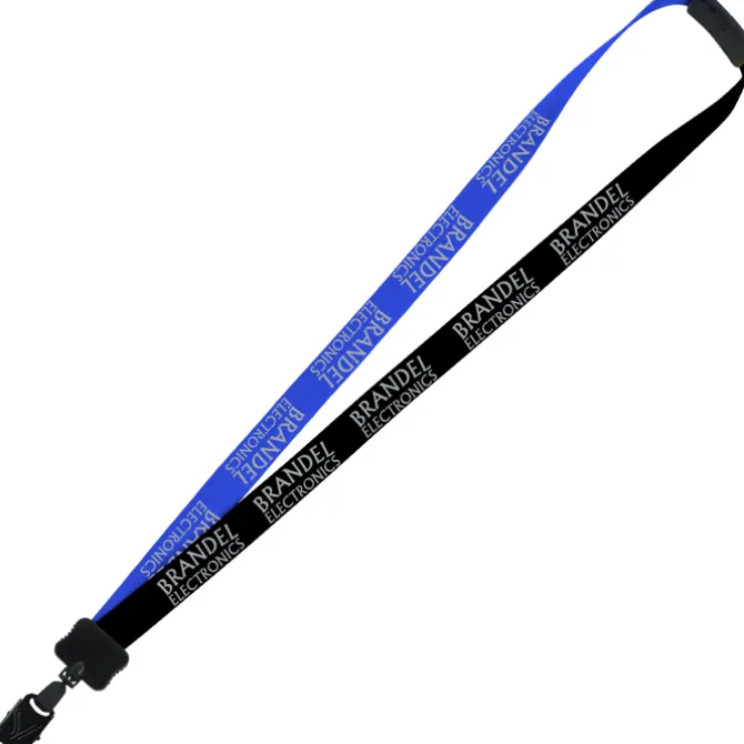 Two-Tone Smooth Nylon Lanyard - 7/8 inches - 36 inches - Large Metal Bulldog Clip