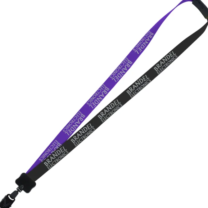 Two-Tone Smooth Nylon Lanyard - 7/8 inches - 36 inches - Large Metal Bulldog Clip