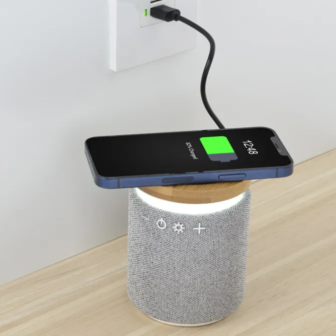 Ultra Sound Speaker with 10W Bamboo Wireless Charger