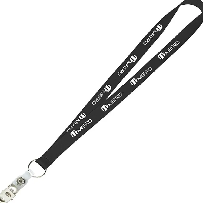 Value Lanyard - 3/4 inches - Snap with Metal Bulldog Clip - 24 hr