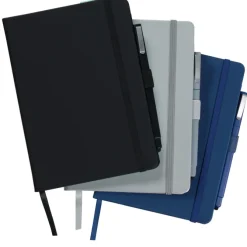 Vienna Satin Touch Hard Cover Notebook with Pen - Debossed