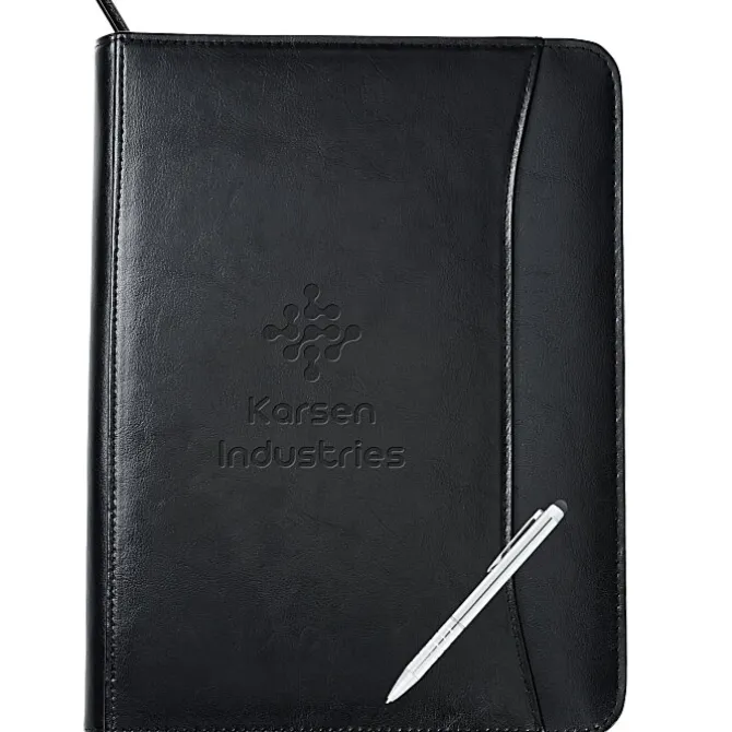 Zippered Leather Portfolio Set - 24 hr