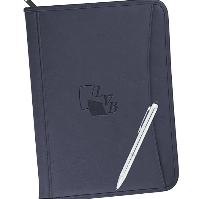 Zippered Vinyl Portfolio Set - Debossed