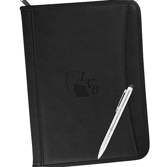 Zippered Vinyl Portfolio Set - Debossed - 24 hr