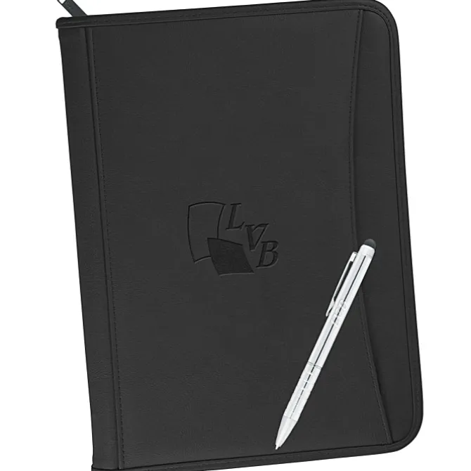 Zippered Vinyl Portfolio Set - Debossed - 24 hr
