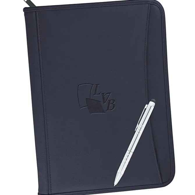 Zippered Vinyl Portfolio Set - Debossed - 24 hr